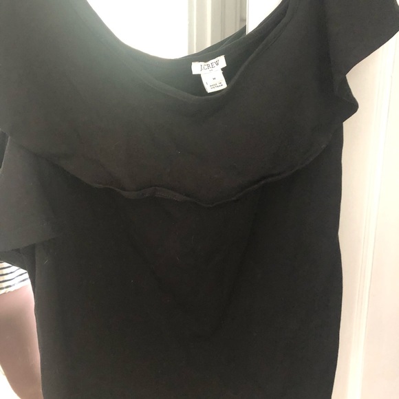 NWT J Crew Factory Black Flutter One Sleeve Tee - Picture 6 of 6